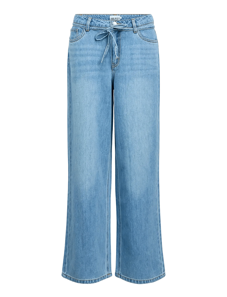 Object - OBJROSIE MW WIDE JEANS NOOS - hosen mit weitem bein - light blue denim - 1