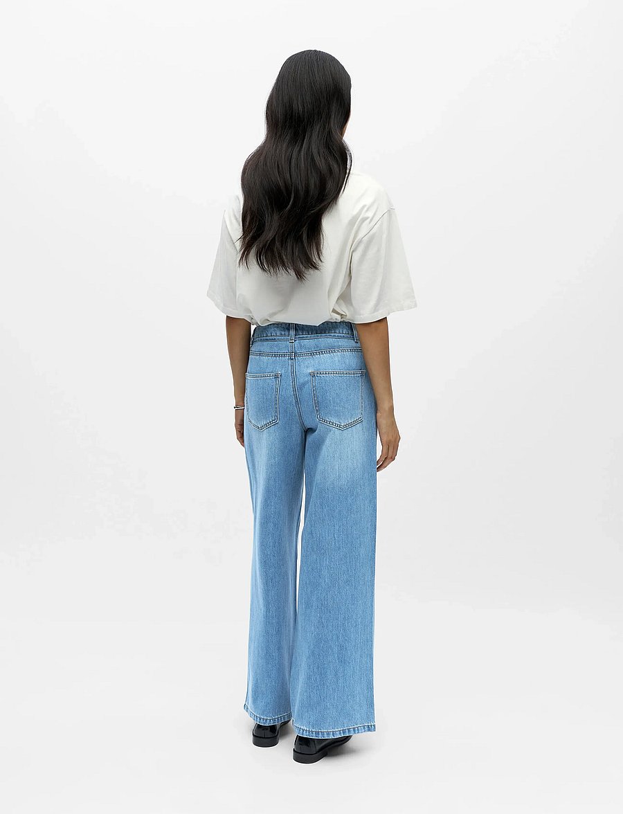 Object - OBJROSIE MW WIDE JEANS NOOS - hosen mit weitem bein - light blue denim - 3