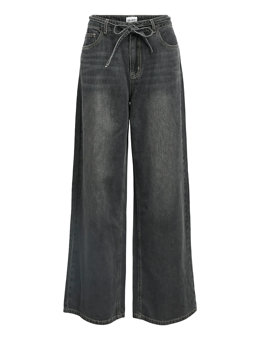 Object - OBJROSIE MW WIDE JEANS NOOS - hosen mit weitem bein - medium grey denim - 1