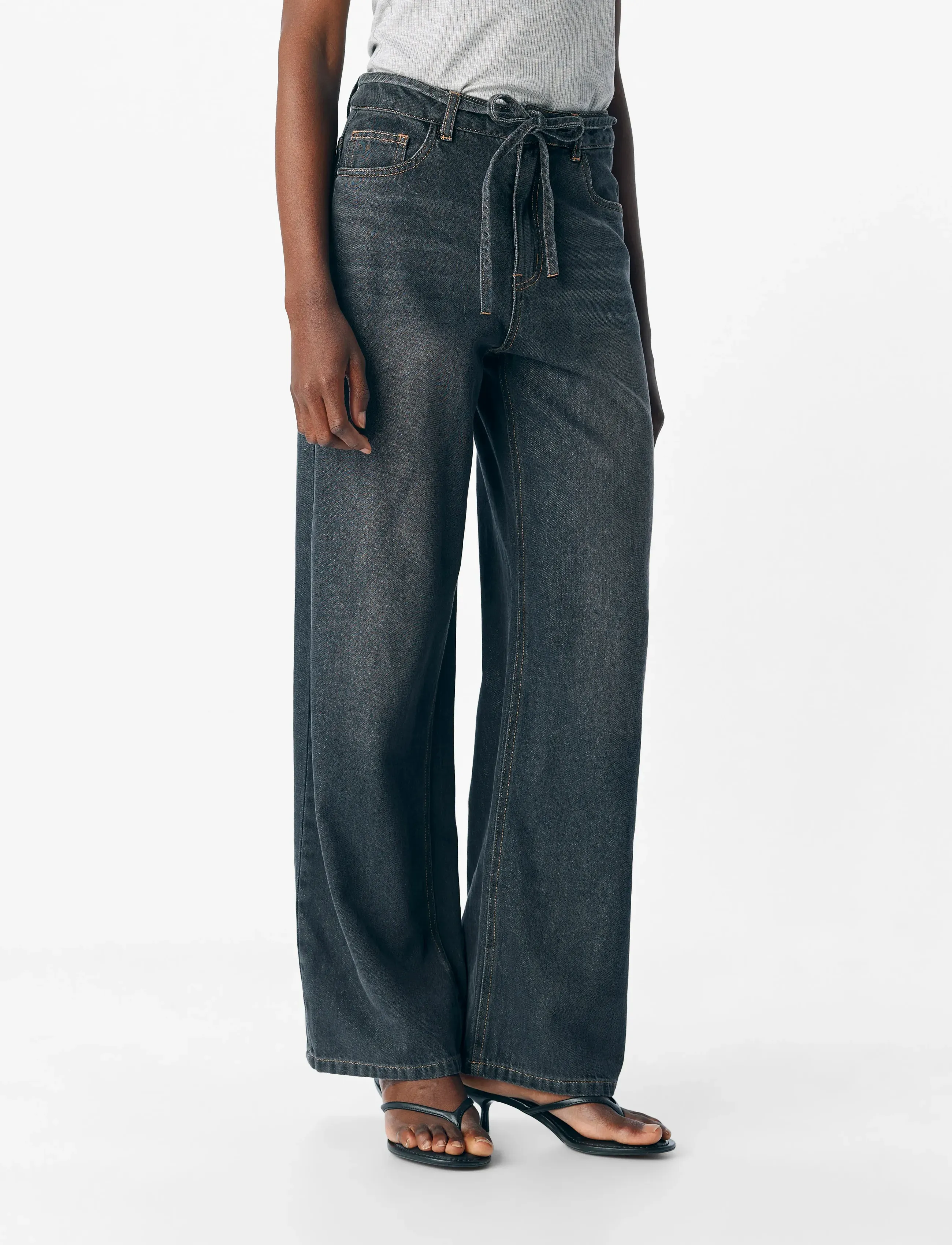 Object OBJROSIE MW WIDE JEANS NOOS - Jeans - MEDIUM GREY DENIM / grey