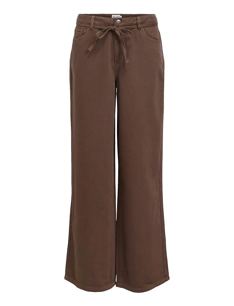 Object - OBJROSIE MW WIDE JEANS NOOS - brede jeans - seal brown - 1