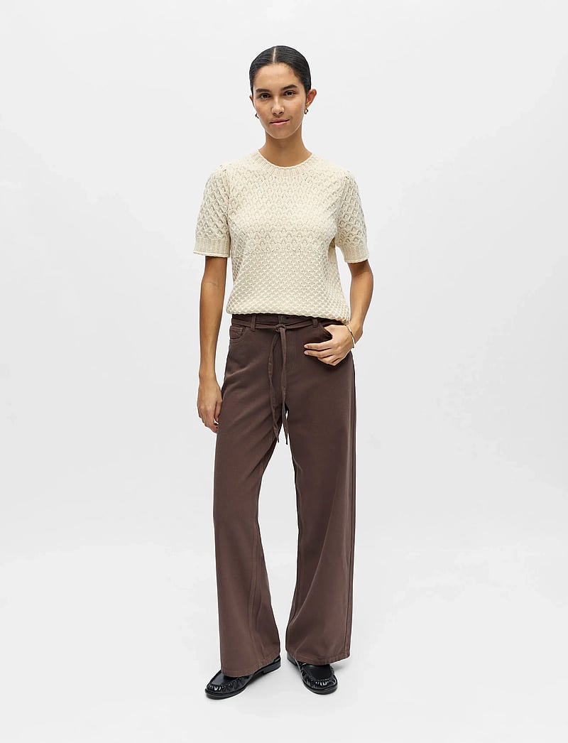 Object - OBJROSIE MW WIDE JEANS NOOS - brede jeans - seal brown - 0