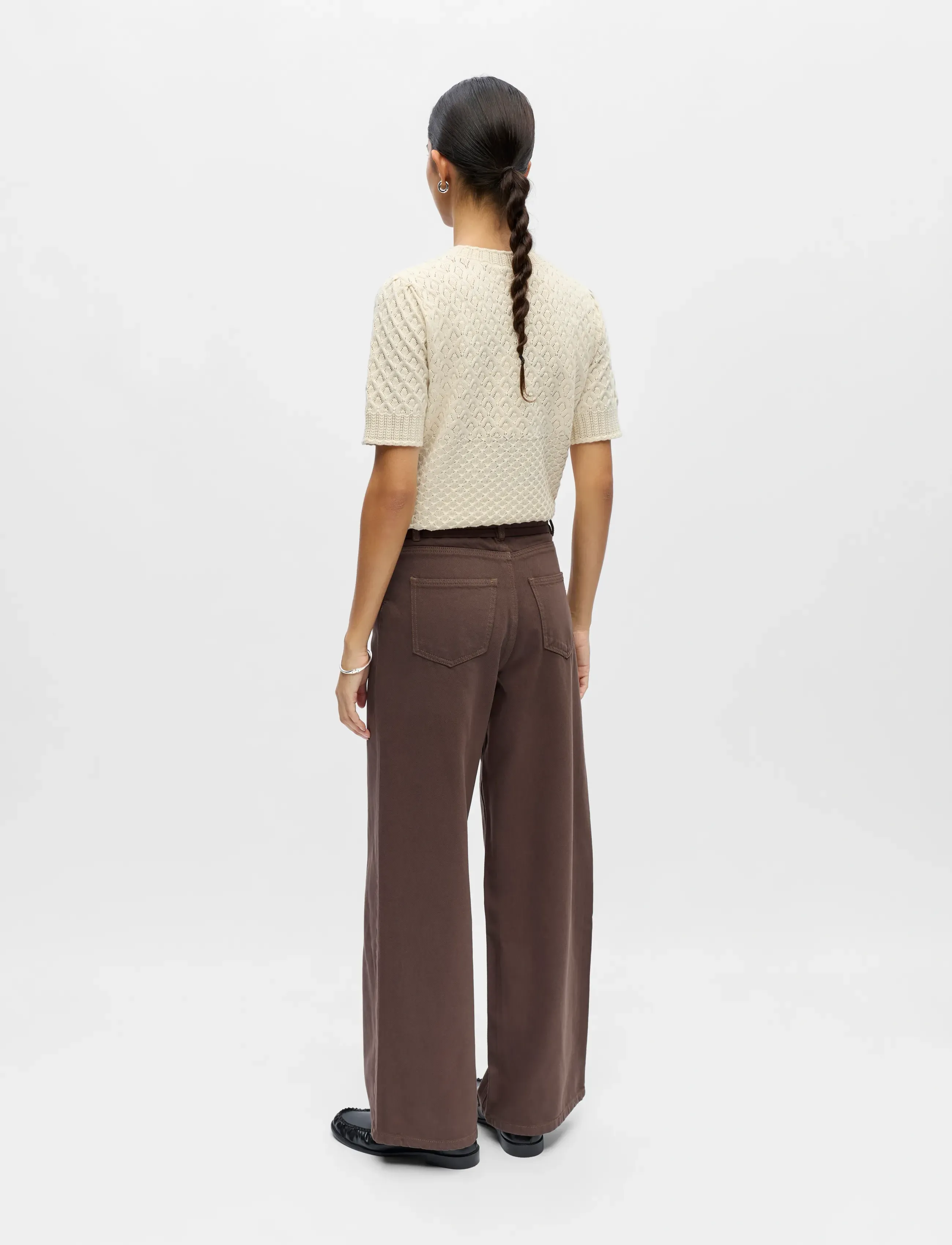 Object - OBJROSIE MW WIDE JEANS NOOS - vide jeans - seal brown - 3