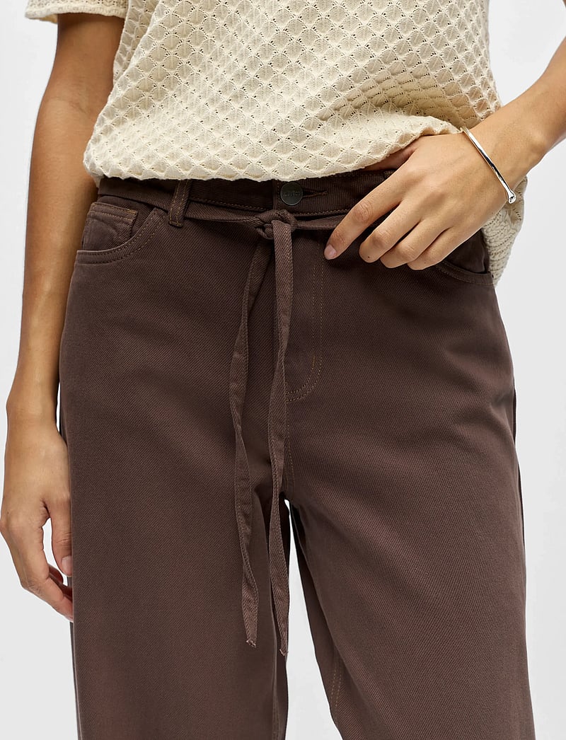 Object - OBJROSIE MW WIDE JEANS NOOS - brede jeans - seal brown - 4