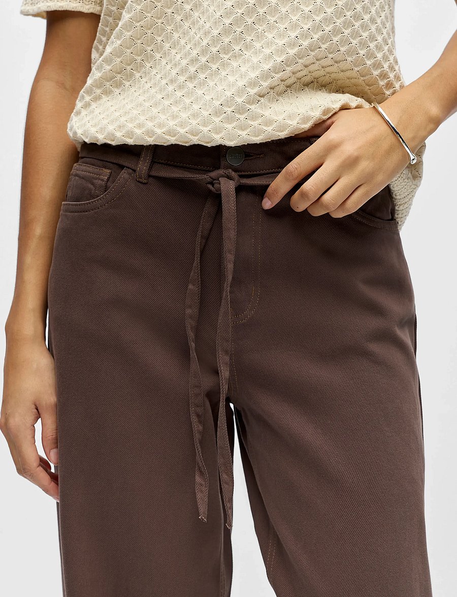 Object - OBJROSIE MW WIDE JEANS NOOS - vide jeans - seal brown - 4