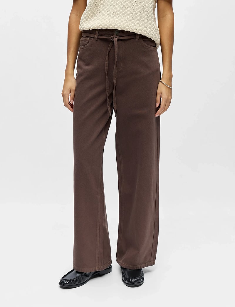Object - OBJROSIE MW WIDE JEANS NOOS - brede jeans - seal brown - 5
