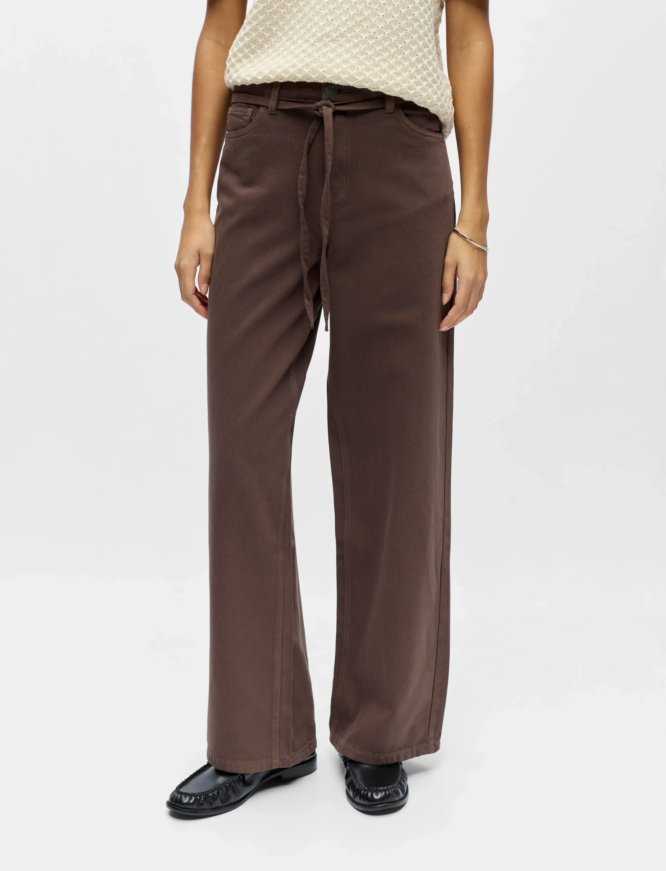 Object - OBJROSIE MW WIDE JEANS NOOS - vide jeans - seal brown - 5