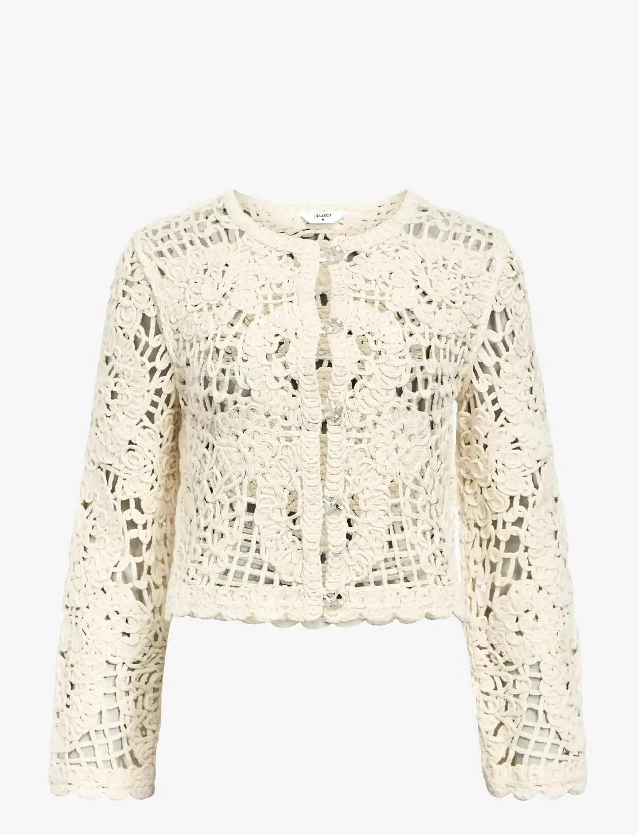Object - OBJLIZZA KNIT REG L/S CARDIGAN CC3 - koftor - white sand - 1