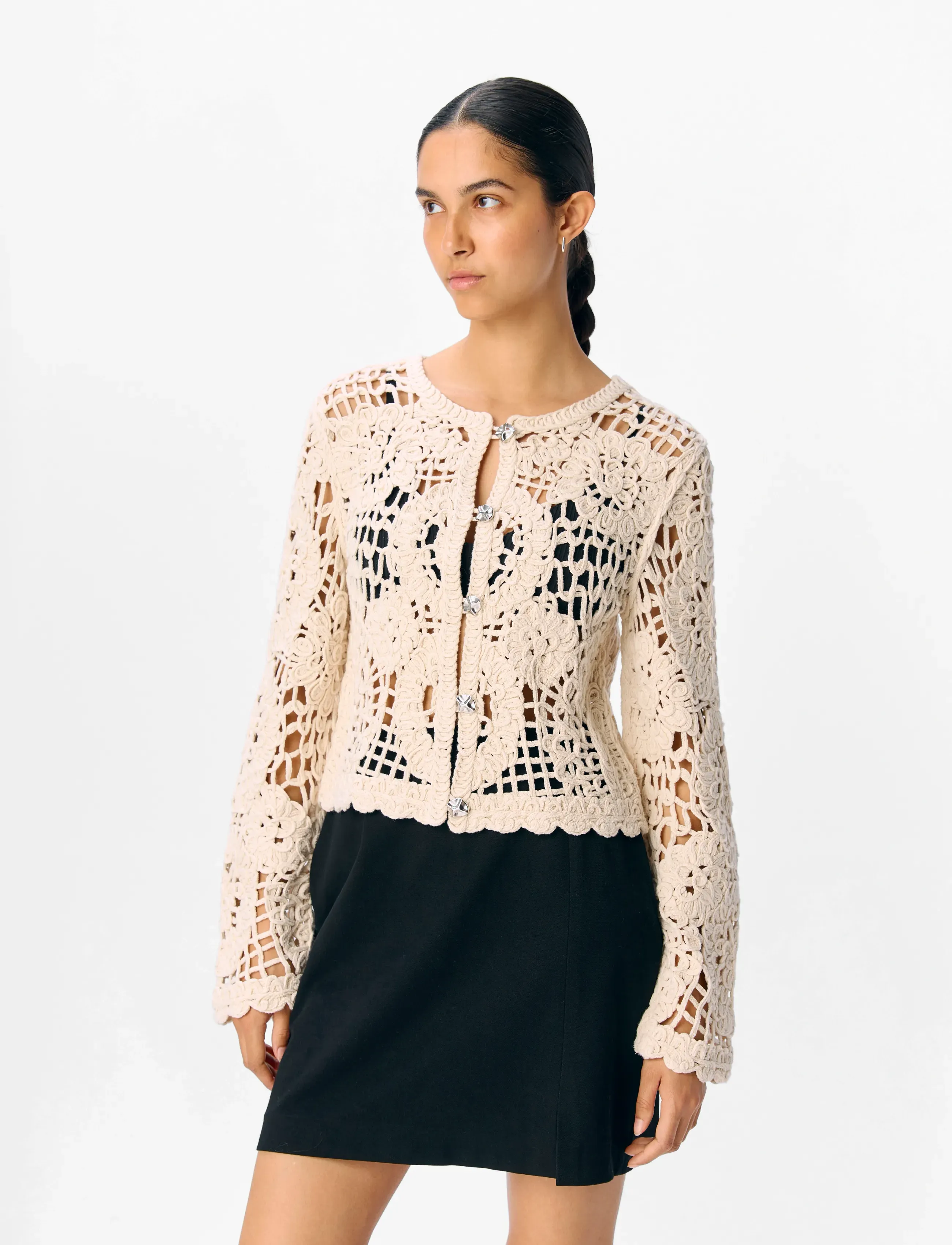 Object - OBJLIZZA KNIT REG L/S CARDIGAN CC3 - hnepptar peysur - white sand - 3