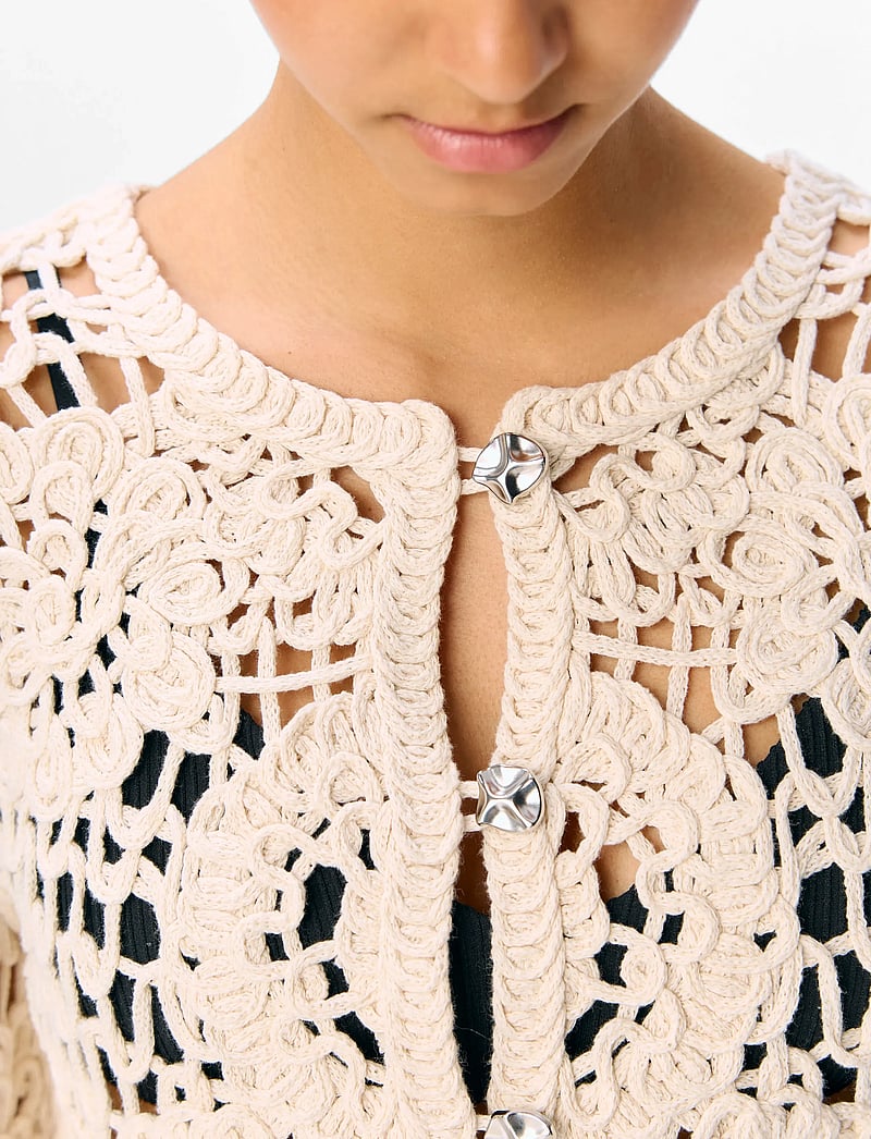 Object - OBJLIZZA KNIT REG L/S CARDIGAN CC3 - koftor - white sand - 4