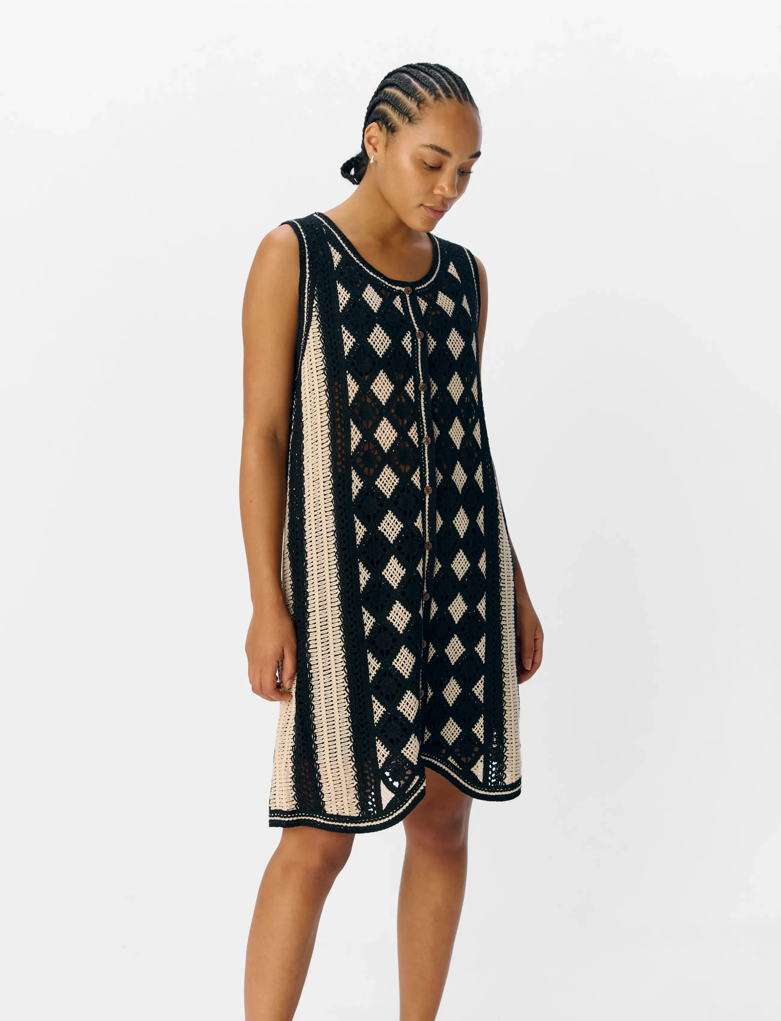 Object OBJWASILA KNIT RE S/L DRESS 138 - Motetrender - SANDSHELL / black