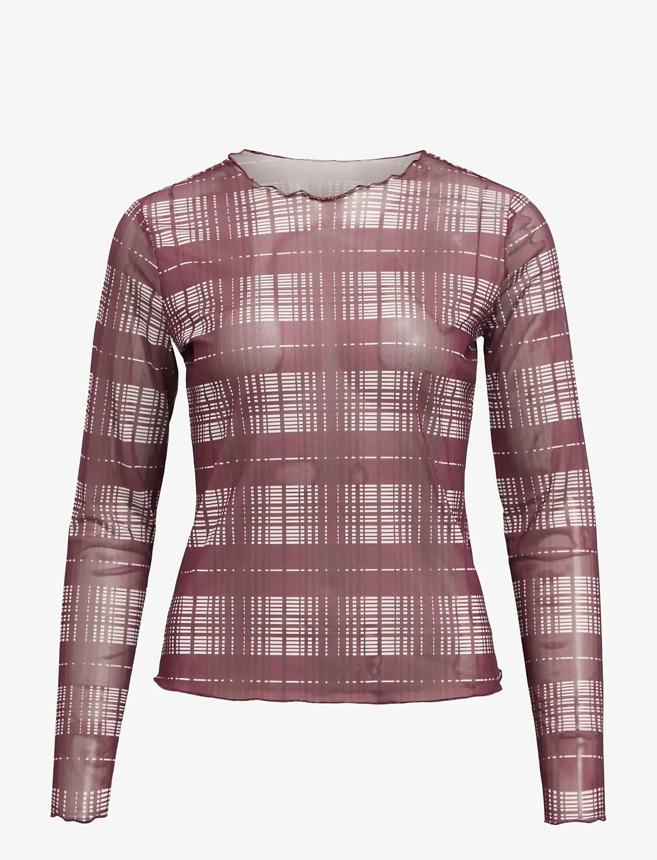 Object - OBJMONTANA MESH TOP E REP - langærmede skjorter - cabernet - 0