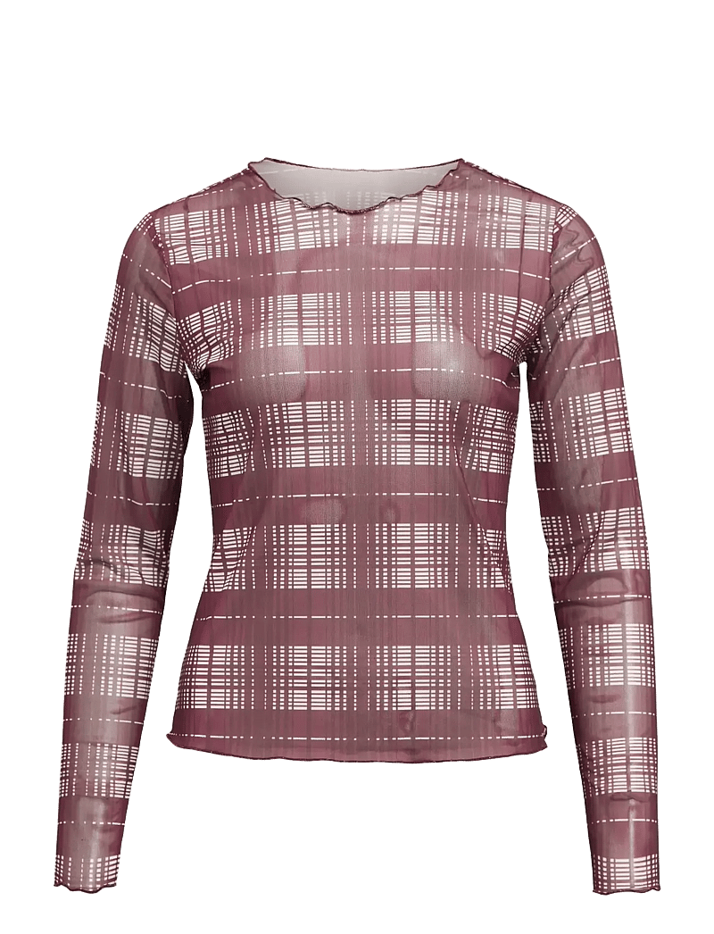 Object - OBJMONTANA MESH TOP E REP - langärmlige tops - cabernet - 0