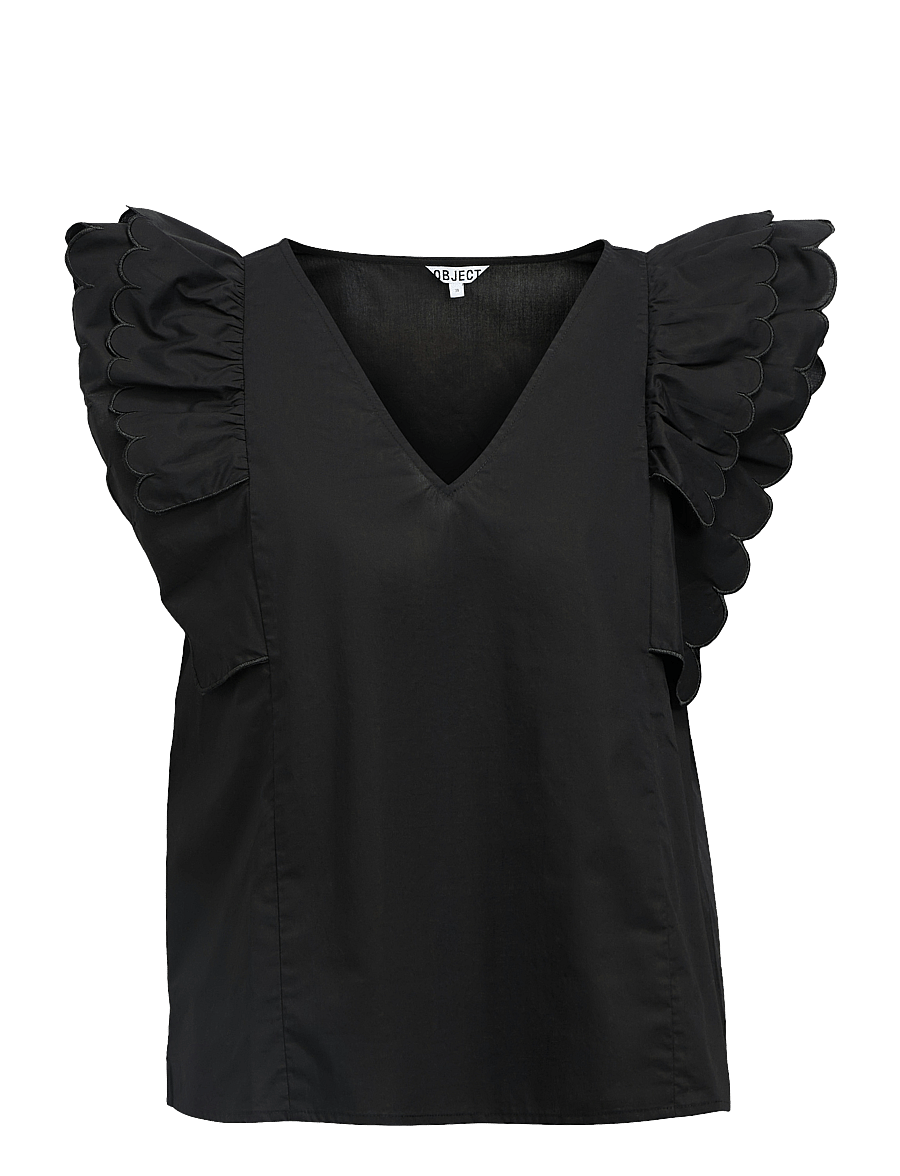 Object - OBJHOPE PAPAYA NOUR S/S TOP E DIV - Ärmellose blusen - black - 1