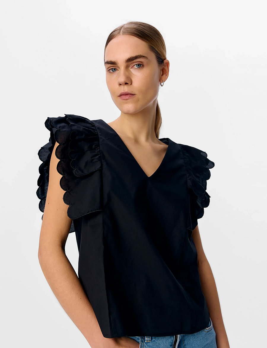 Object - OBJHOPE PAPAYA NOUR S/S TOP E DIV - Ärmellose blusen - black - 3