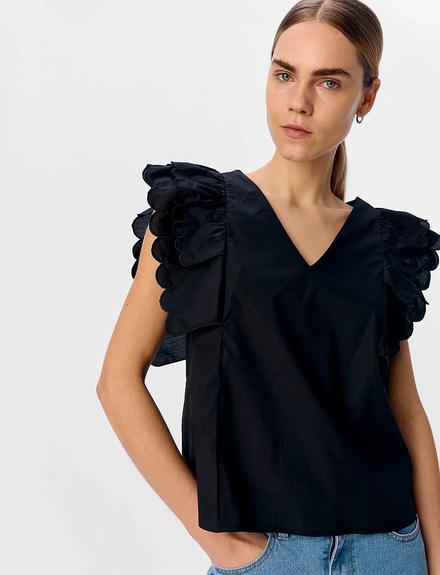 Object - OBJHOPE PAPAYA NOUR S/S TOP E DIV - Ärmellose blusen - black - 4