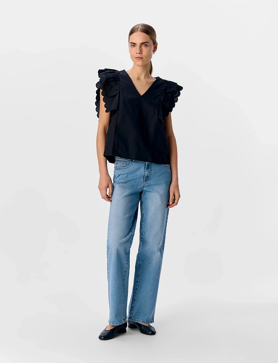 Object - OBJHOPE PAPAYA NOUR S/S TOP E DIV - Ärmellose blusen - black - 5