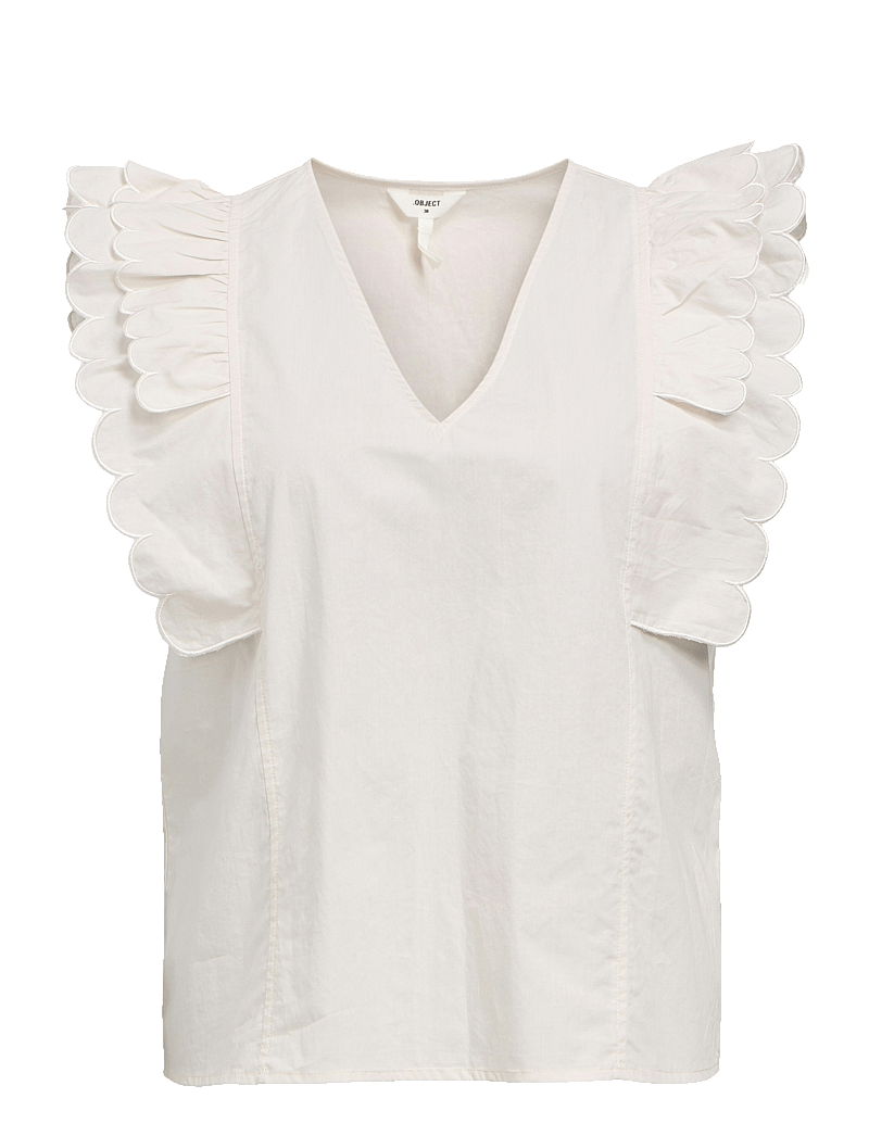 Object - OBJHOPE PAPAYA NOUR S/S TOP E DIV - Ärmellose blusen - white sand - 0