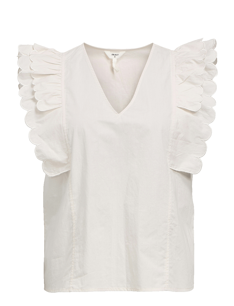 Object - OBJHOPE PAPAYA NOUR S/S TOP E DIV - Ärmellose blusen - white sand - 1