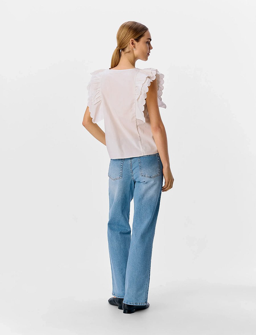 Object - OBJHOPE PAPAYA NOUR S/S TOP E DIV - Ärmellose blusen - white sand - 2