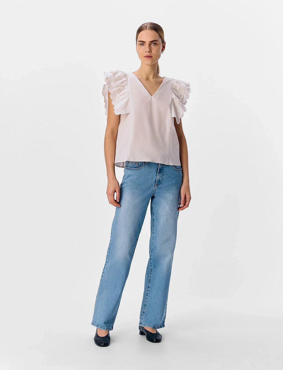 Object - OBJHOPE PAPAYA NOUR S/S TOP E DIV - Ärmellose blusen - white sand - 3