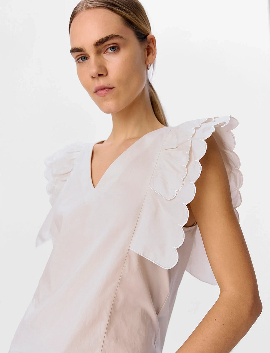 Object - OBJHOPE PAPAYA NOUR S/S TOP E DIV - Ärmellose blusen - white sand - 4