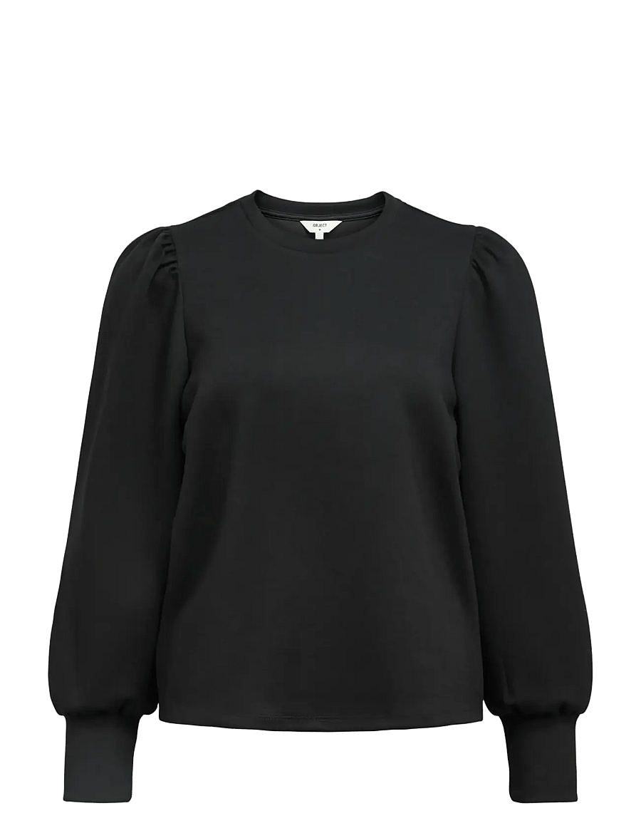 Object - OBJANDREA RE L/S O-NECK TOP NOOS - sweatshirts - black - 1