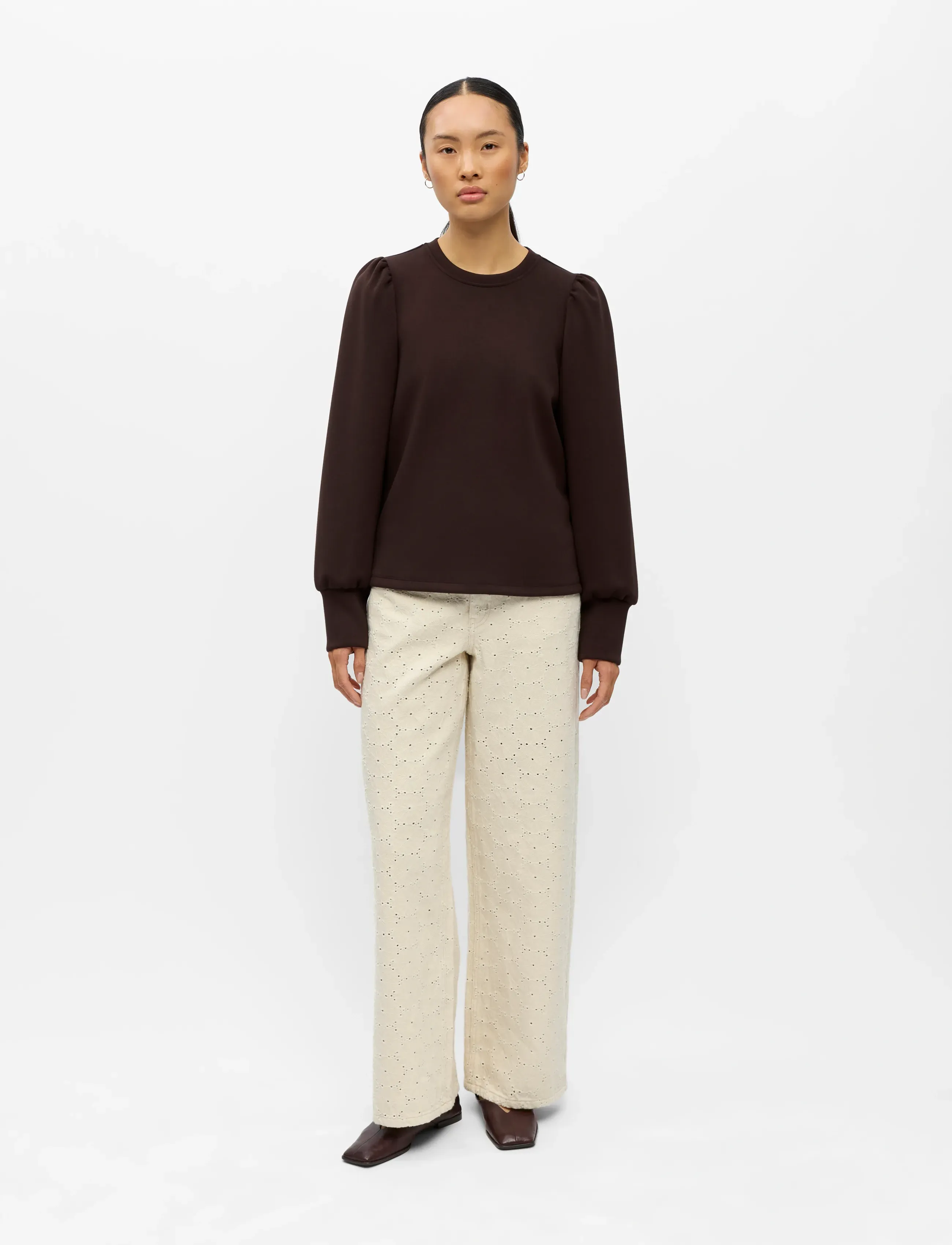 Object Objandrea Re L/S O-Neck Sweat Noos, Kvinder, Pufærmet Sweatshirt, Brun, Str: XL