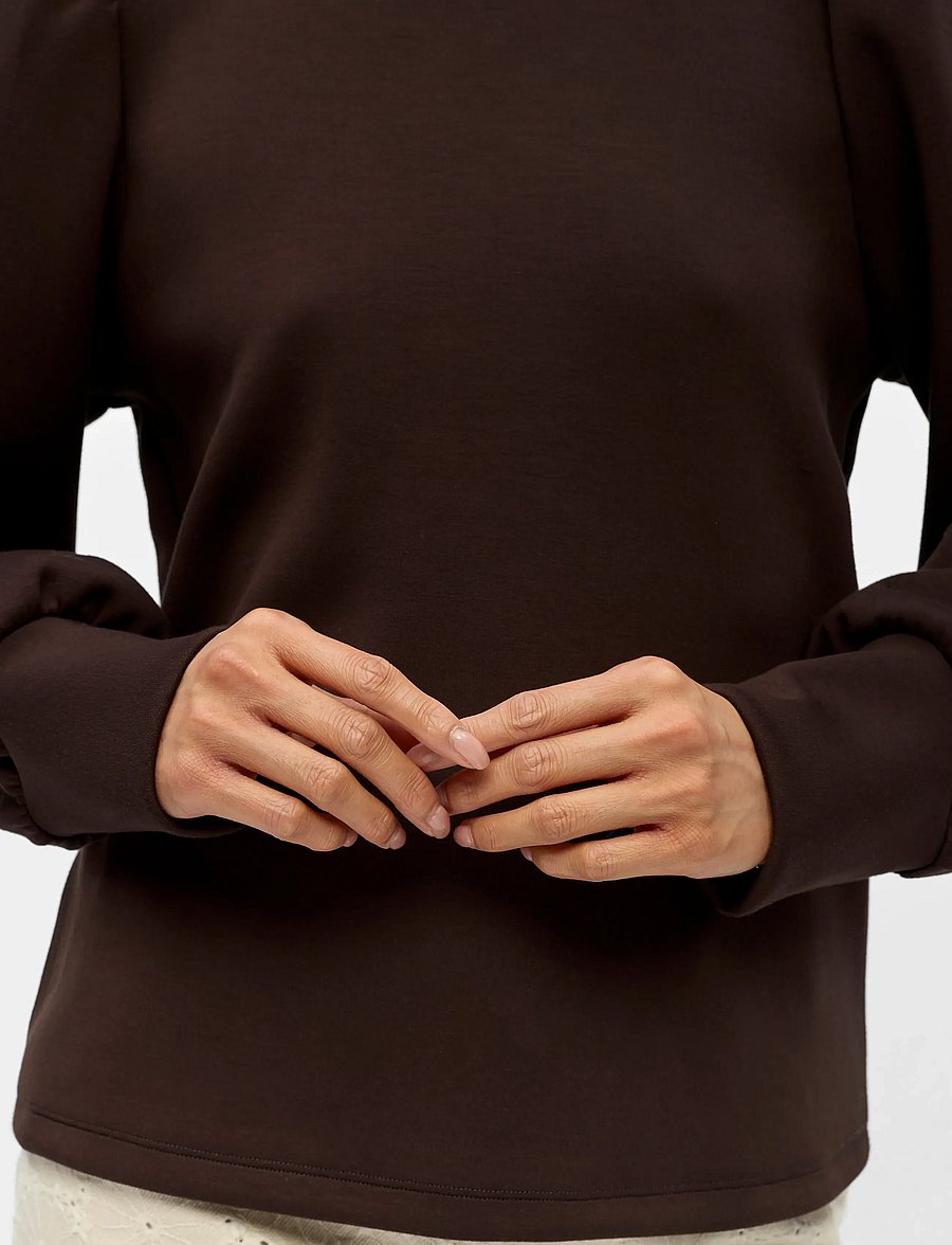 Object - OBJANDREA RE L/S O-NECK TOP NOOS - sweatshirts - seal brown - 4