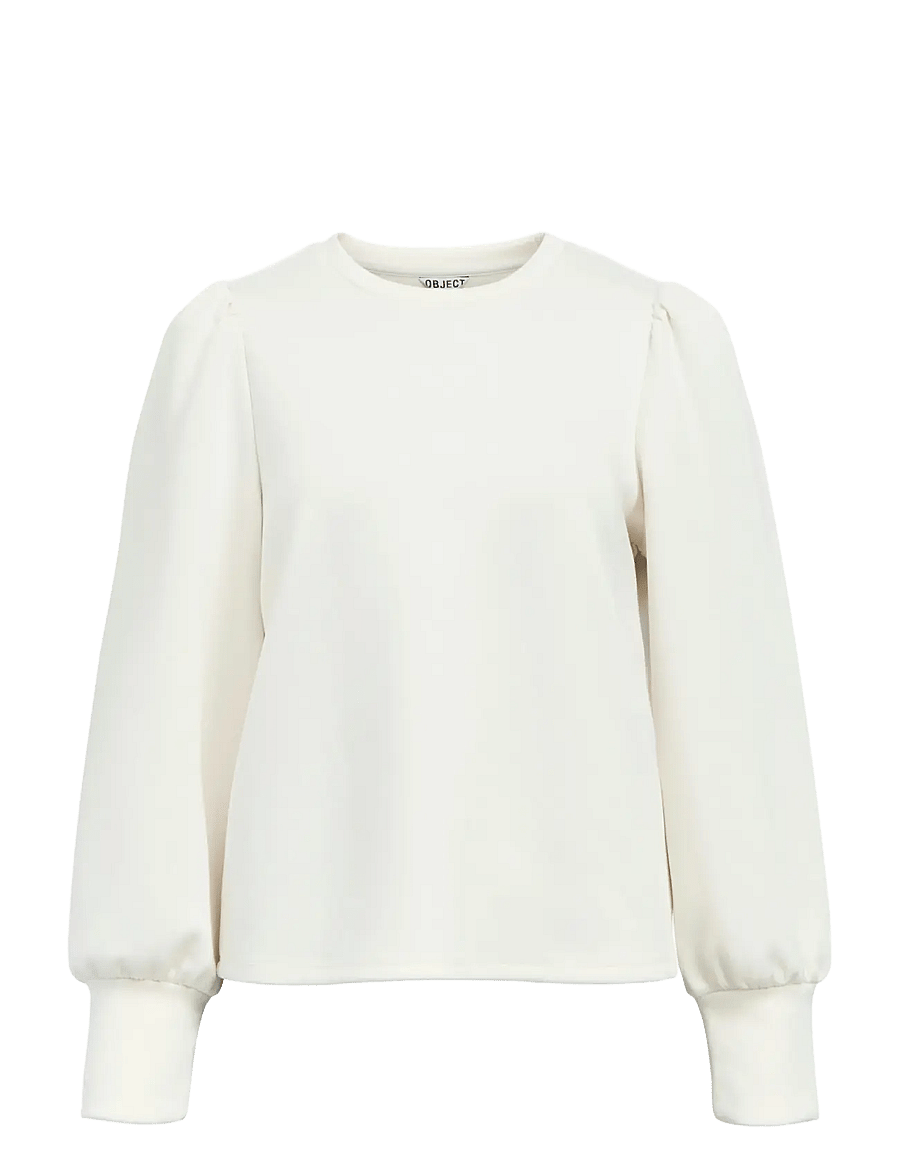 Object - OBJANDREA RE L/S O-NECK TOP NOOS - striktrøjer - white sand - 1