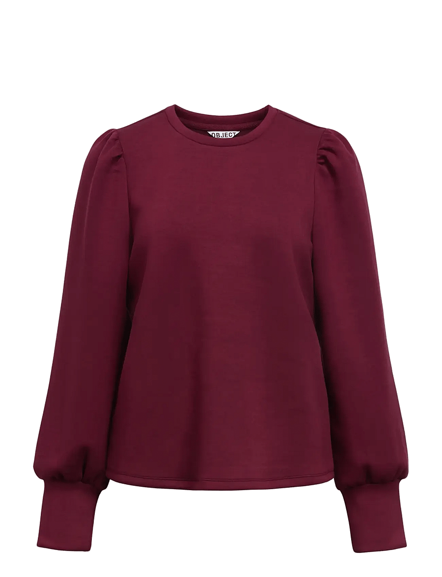 Object - OBJANDREA RE L/S O-NECK TOP NOOS - sweatshirts - windsor wine - 1