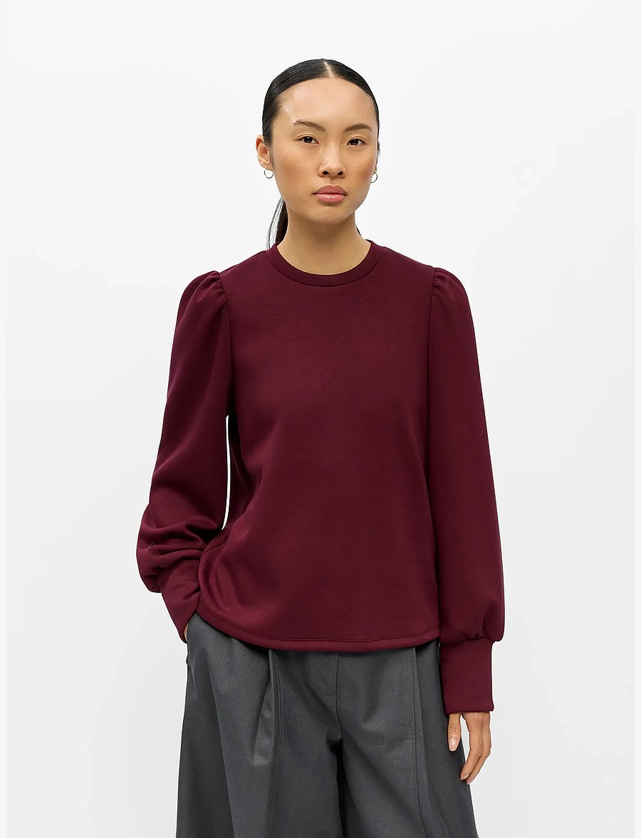 Object - OBJANDREA RE L/S O-NECK TOP NOOS - sweatshirts - windsor wine - 0