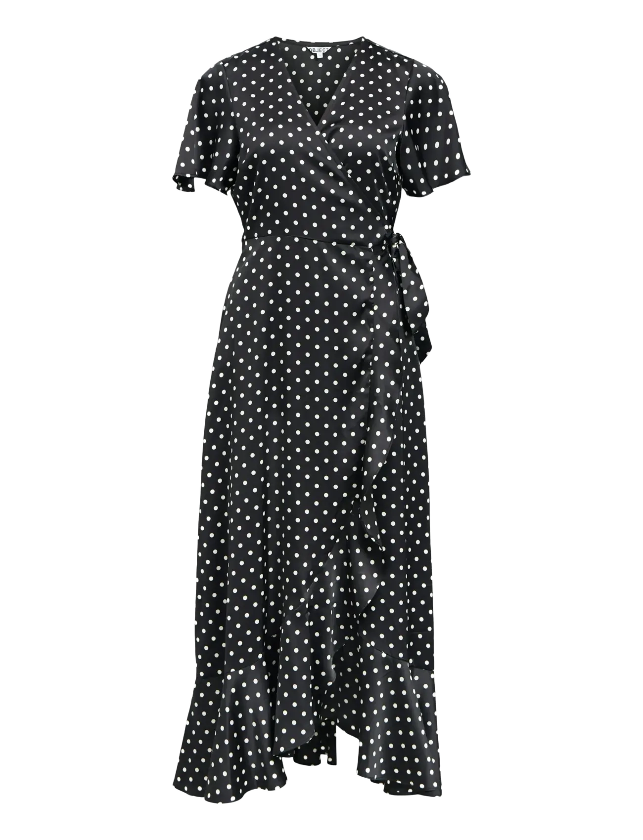 Object Objsally Papaya S/S Wrap Long Dress E Di, 36, Black, Kjoler > Knælange Og Midi, Dame