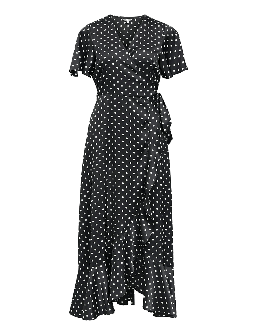 Object - OBJSALLY PAPAYA S/S WRAP LONG DRESS E DI - wickelkleider - black - 0