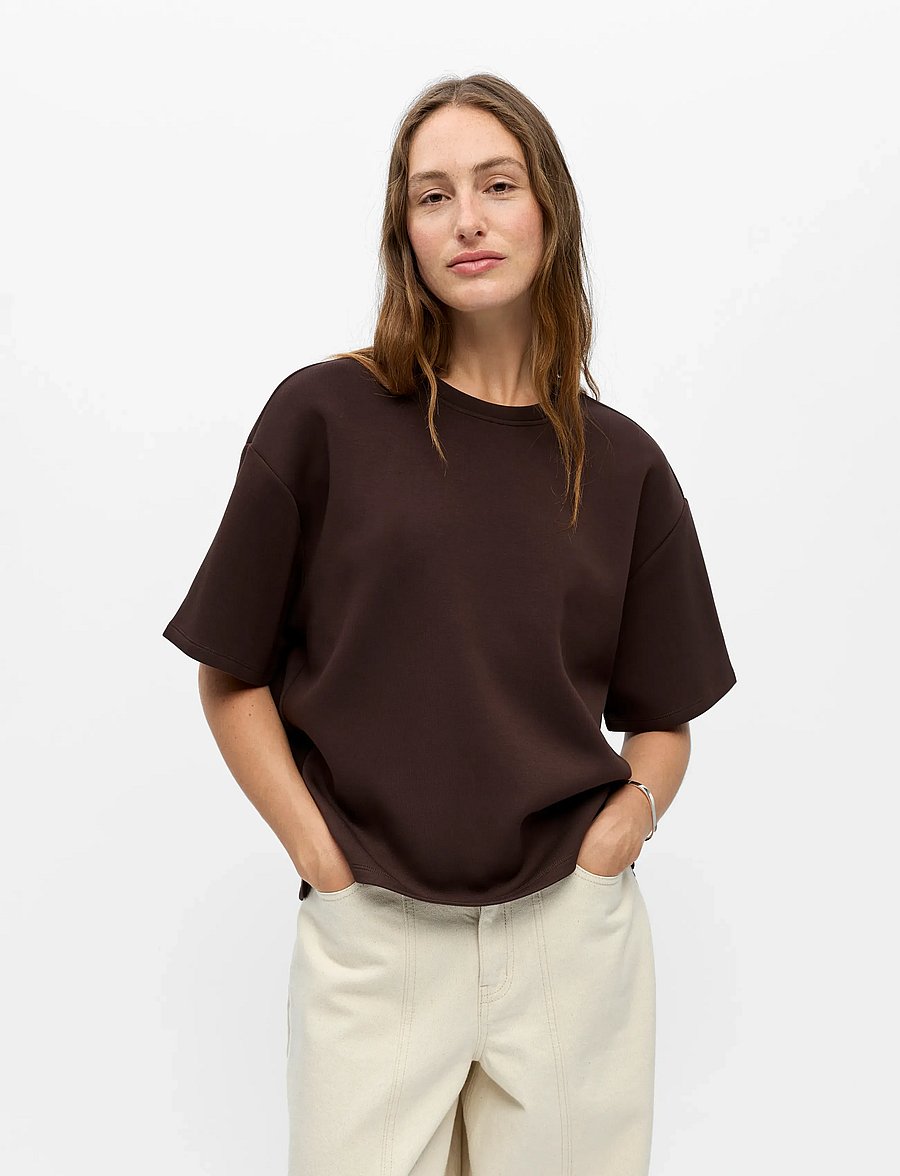 Object - OBJANDREA RE 2/4 T-SHIRT NOOS - t-shirts - seal brown - 0