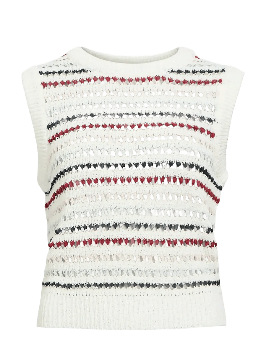 Object - OBJZELIA S/L RE KNIT TOP 140 - strikveste - cloud dancer - 1