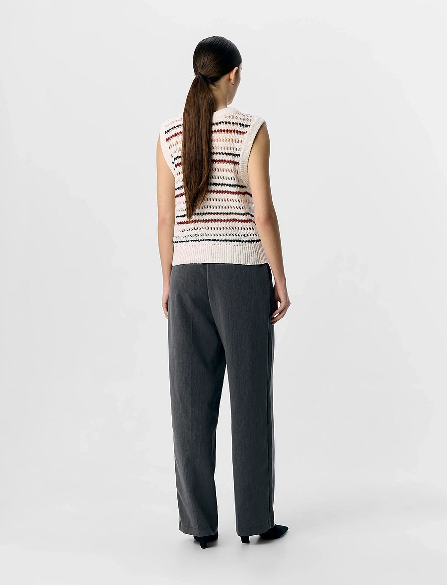 Object - OBJZELIA S/L RE KNIT TOP 140 - strikveste - cloud dancer - 2
