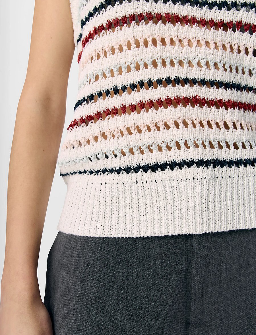 Object - OBJZELIA S/L RE KNIT TOP 140 - strikveste - cloud dancer - 4