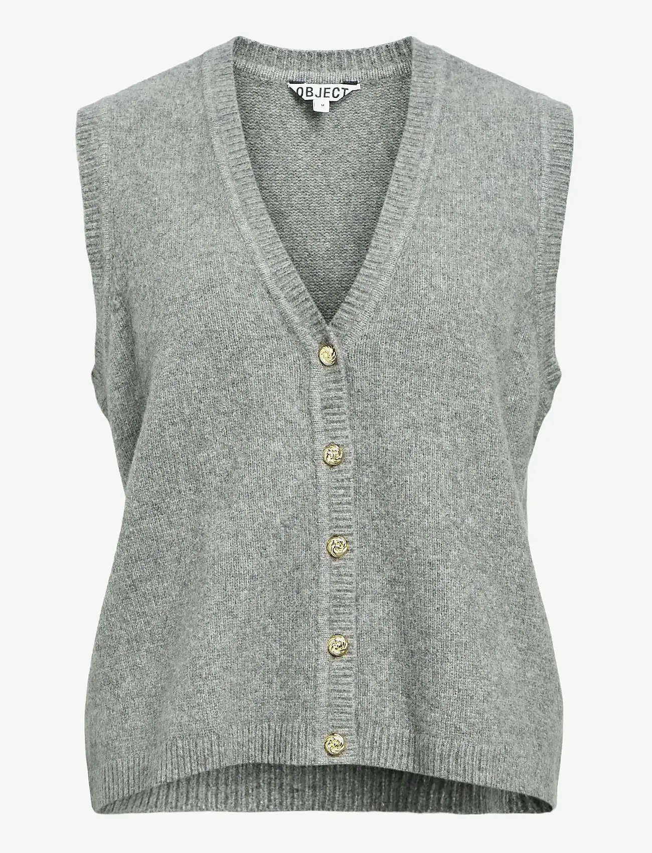 Object - OBJIVONA S/L RE KNIT VEST 140 - gestrickte westen - medium grey melange - 1