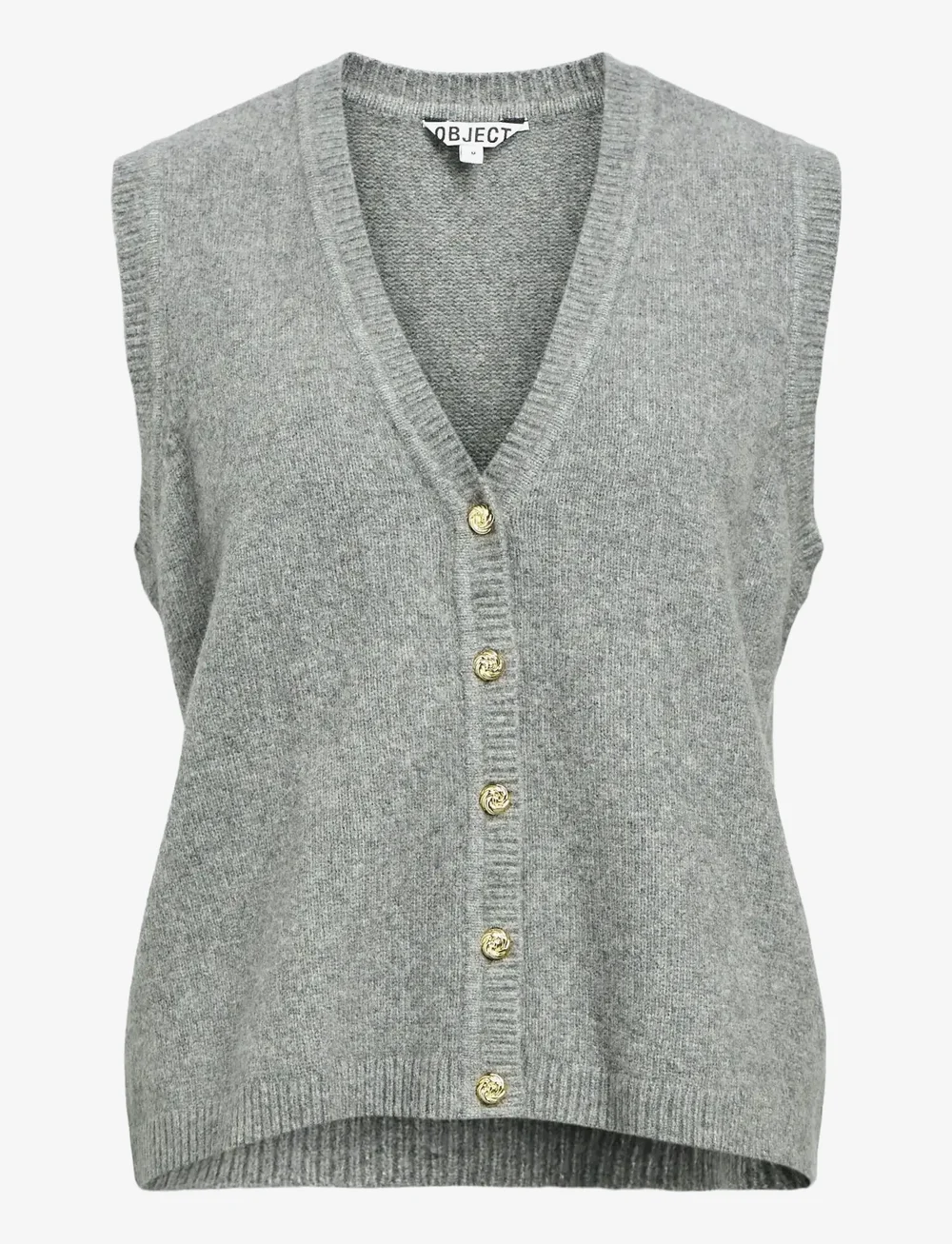 Object - OBJIVONA S/L RE KNIT VEST 140 - strikveste - medium grey melange - 1