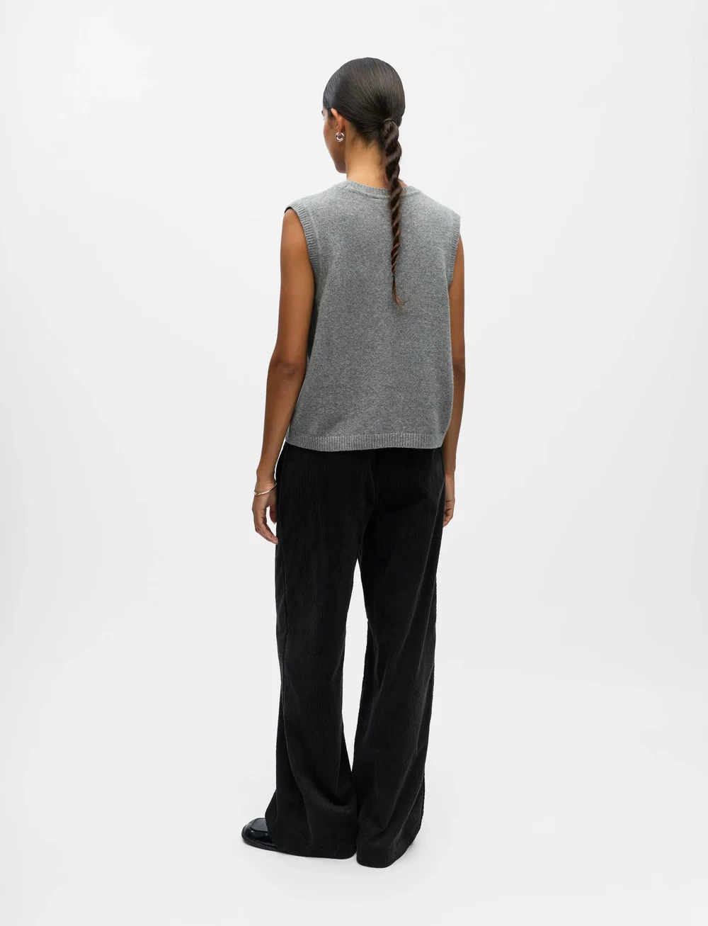 Object - OBJIVONA S/L RE KNIT VEST 140 - strikveste - medium grey melange - 3