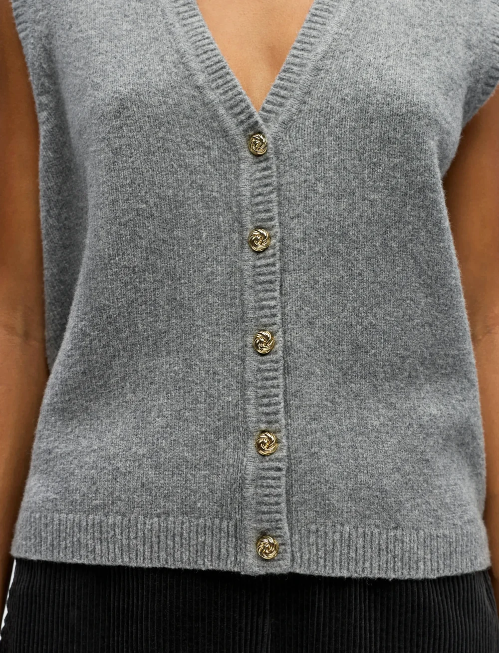 Object - OBJIVONA S/L RE KNIT VEST 140 - strikveste - medium grey melange - 4
