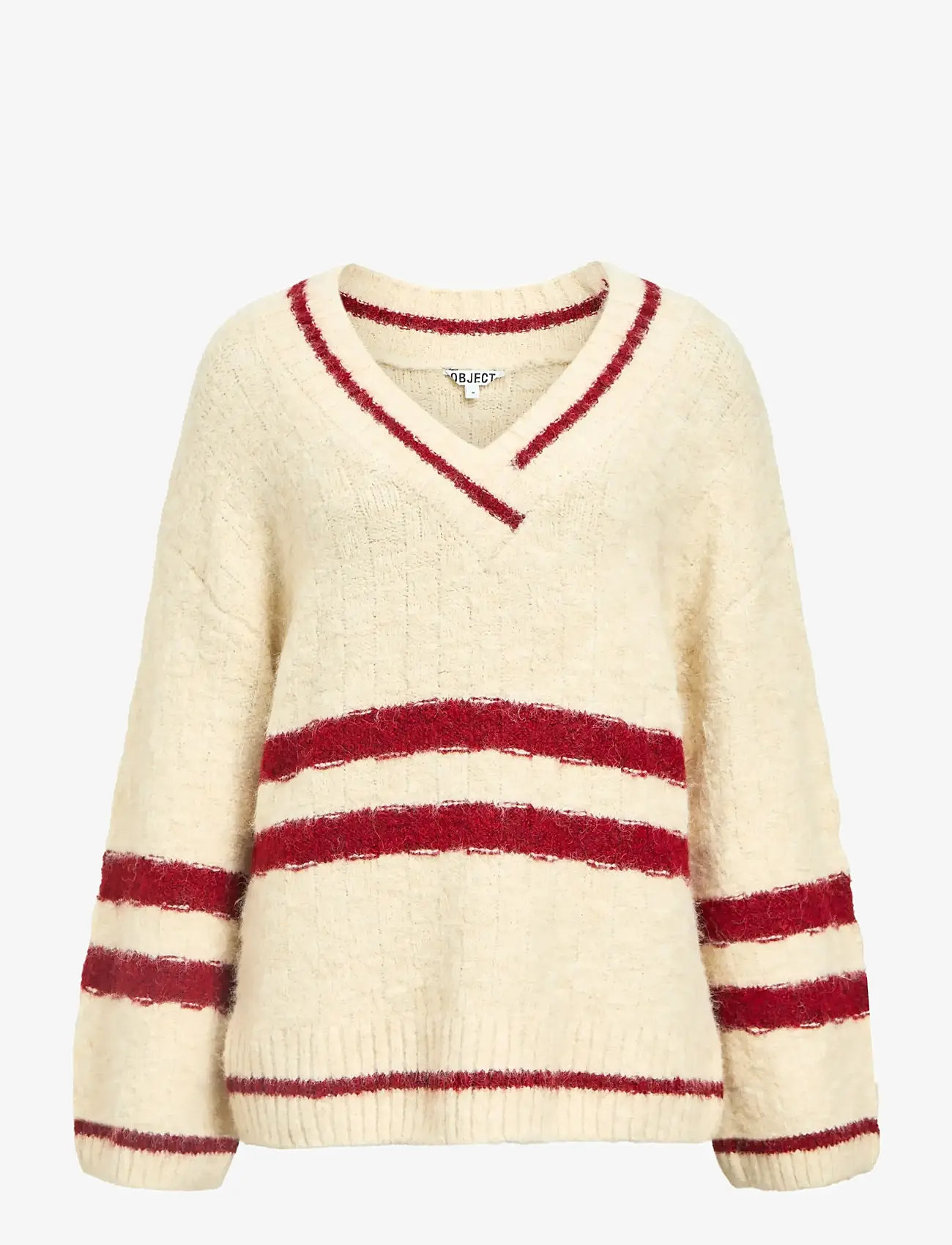 Object - OBJJULINE L/S LO KNIT PULLOVER 140 - stickade tröjor - white sand - 1