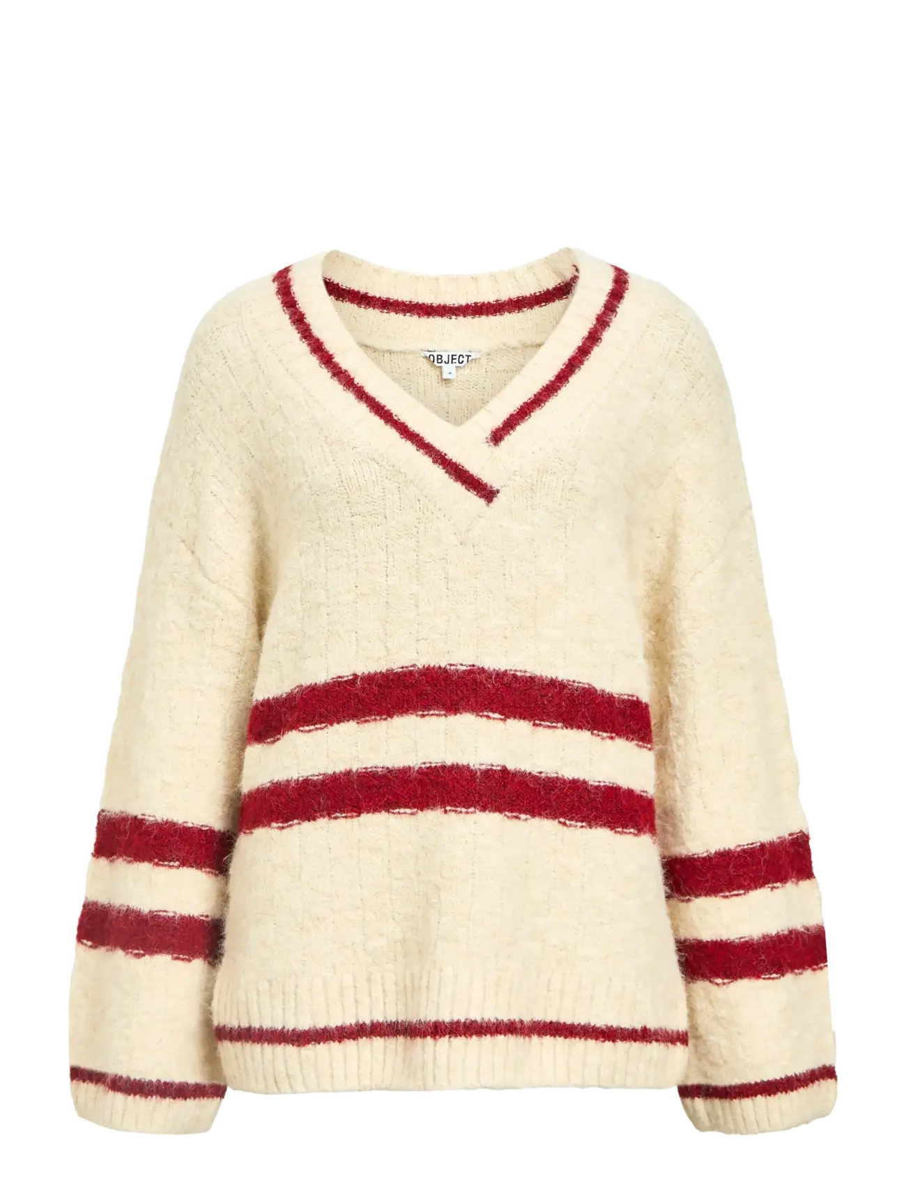 Object OBJJULINE L/S LO KNIT PULLOVER 140 - Pullover - WHITE SAND / cream