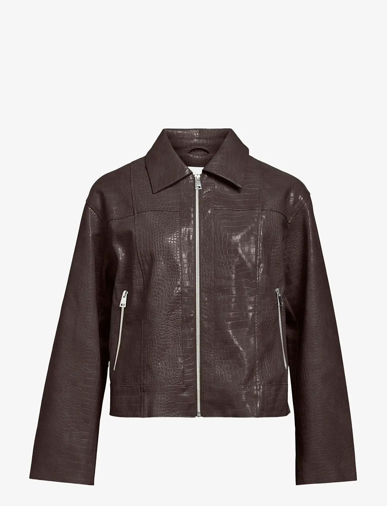 Object - OBJEMIA L/S OZ CROC JACKET 140 - nahktagid - seal brown - 1