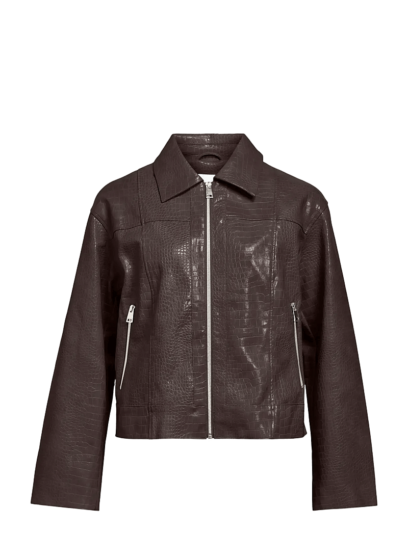 Object - OBJEMIA L/S OZ CROC JACKET 140 - nahktagid - seal brown - 1