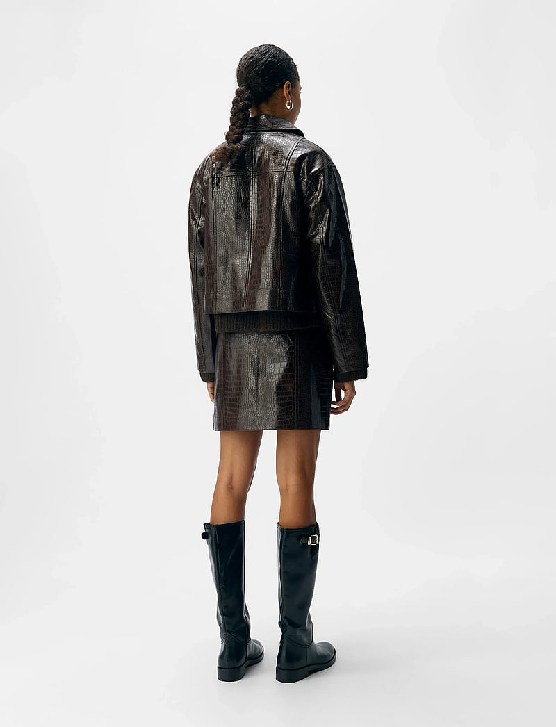 Object - OBJEMIA L/S OZ CROC JACKET 140 - nahktagid - seal brown - 2