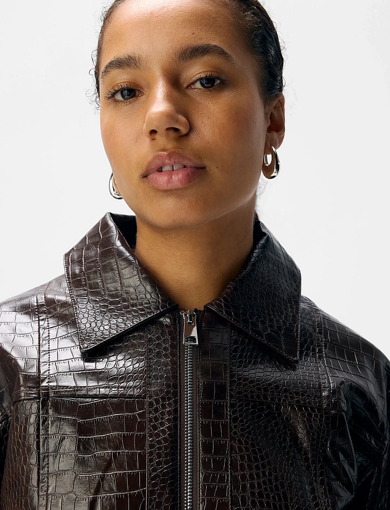 Object - OBJEMIA L/S OZ CROC JACKET 140 - nahktagid - seal brown - 4