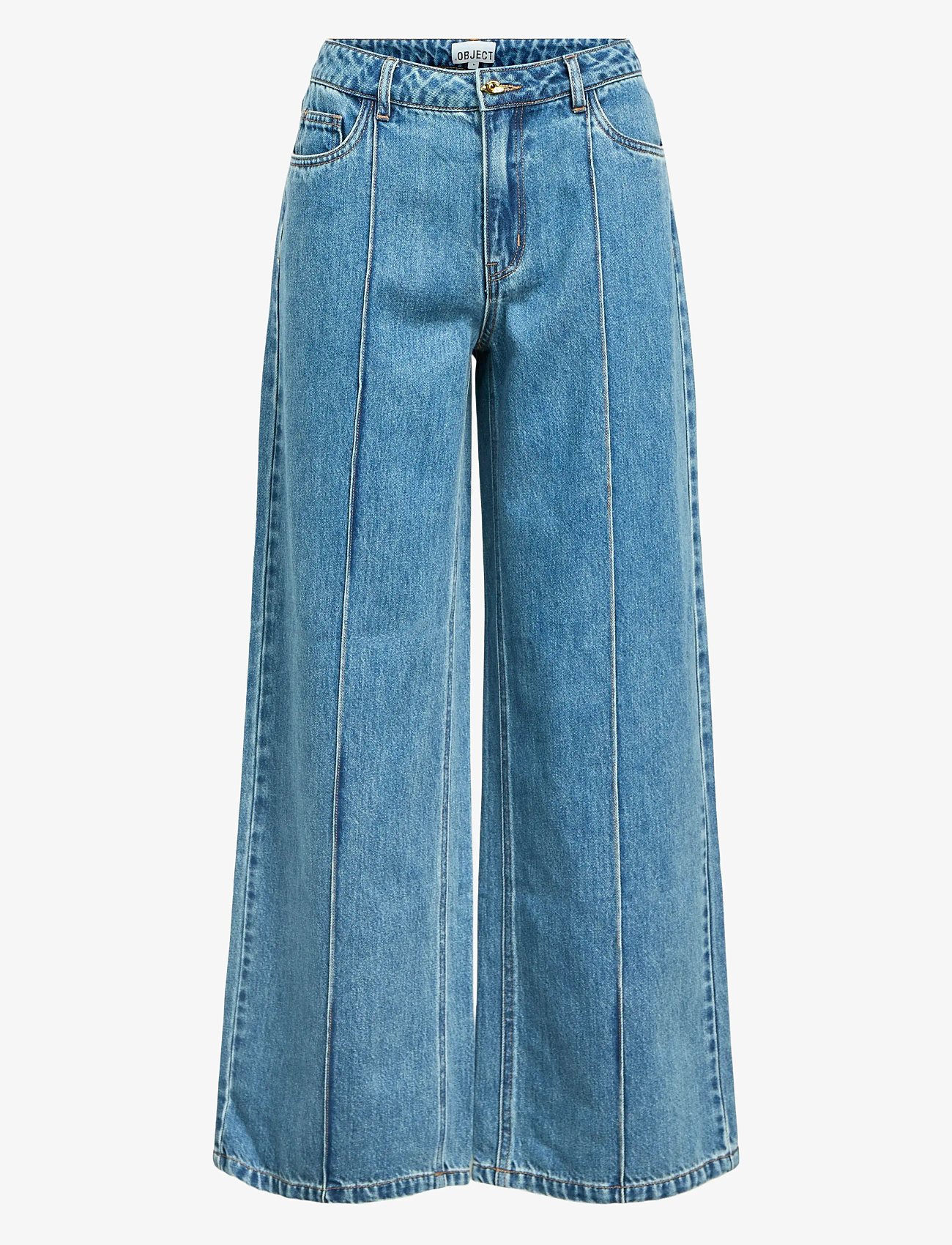 Object - OBJMOJI DIVONA MW WIDE JEANS 140 - hosen mit weitem bein - medium blue denim - 1