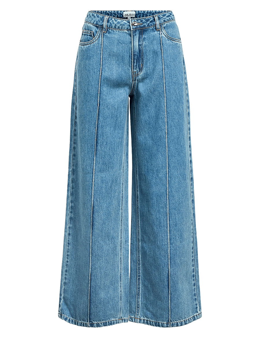 Object - OBJMOJI DIVONA MW WIDE JEANS 140 - platūs džinsai - medium blue denim - 1